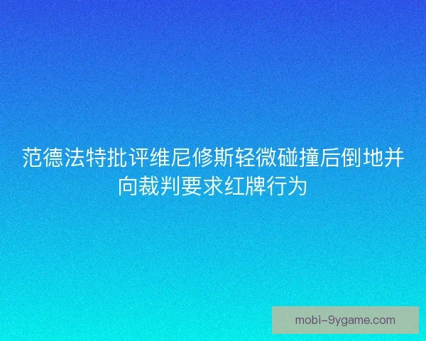 范德法特批评维尼修斯轻微碰撞后倒地并向裁判要求红牌行为